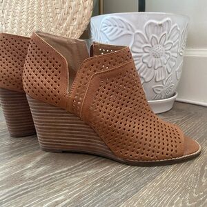 Lucky Brand Brown Peep-Toe Wedges